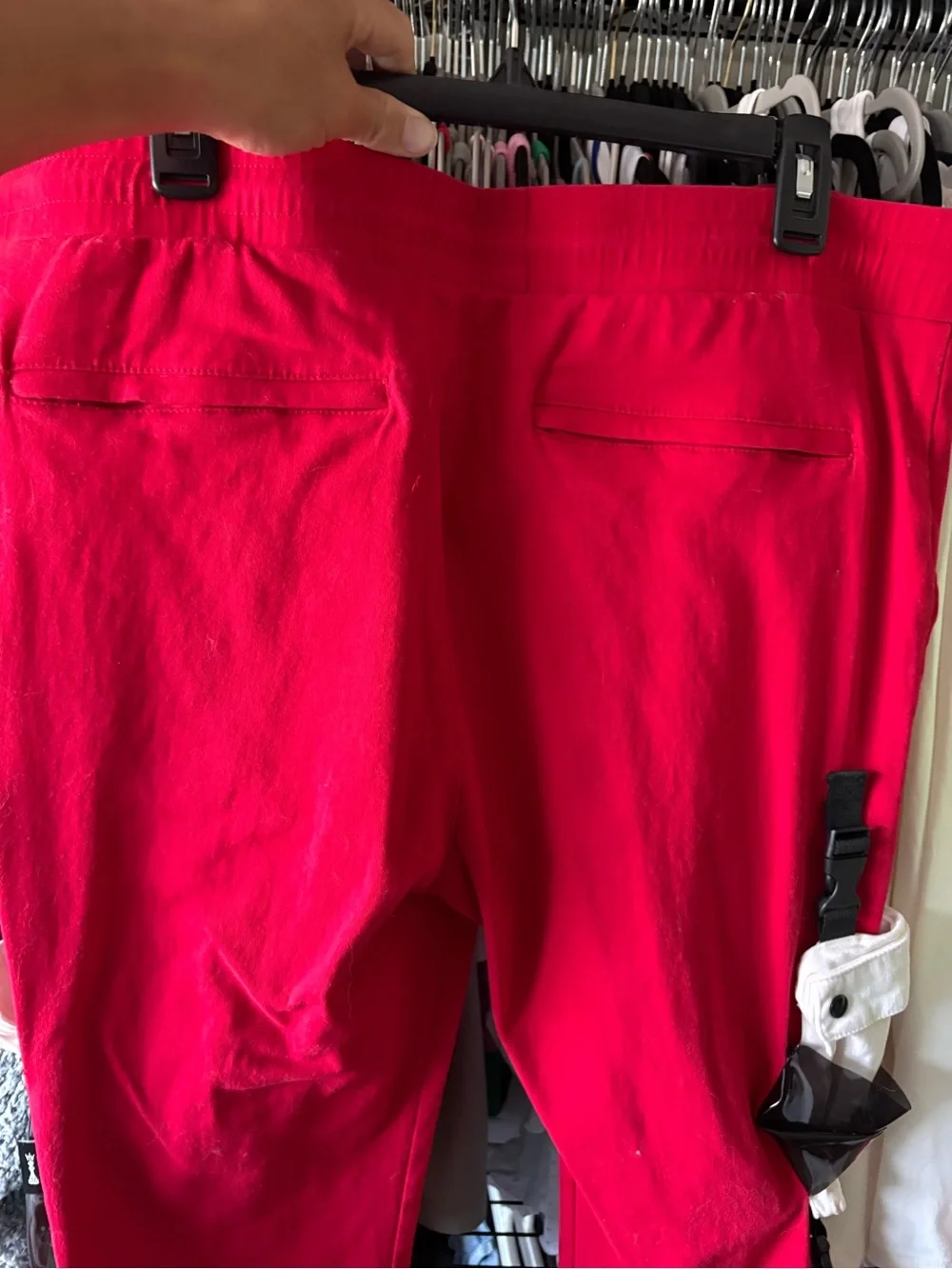 Red Men's Utility Strap Joggers with Removable Pouches